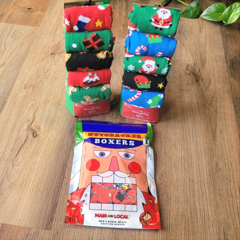 10 Novelty Christmas Socks- Naught or Nice & Nutcracker Underwear